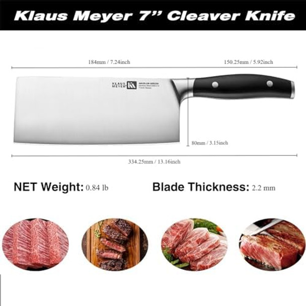Arcelor Cleaver Knife 7 Inch Chef'S Cleaver Knife- 1.4034 German Steel With Abs Ergonomic Handle Ultra Sharp And 2.2Mm Blade Thickness For Home/Restaurant