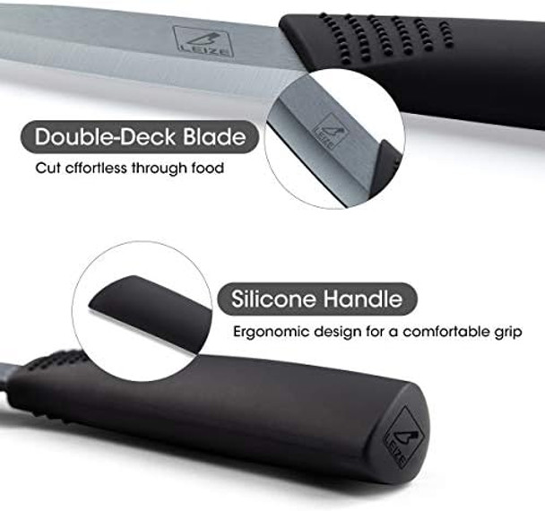 Leize Paring Knife 4.6-Inch Pro Kitchen Knife High Carbon Stainless Steel Fruit/Vegetable Carving Knife with Wooden Ergonomic Handle (Ceramics Black)