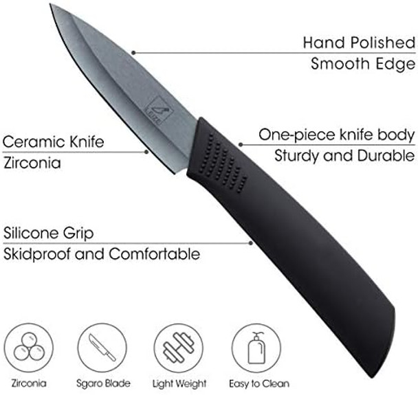 Leize Paring Knife 4.6-Inch Pro Kitchen Knife High Carbon Stainless Steel Fruit/Vegetable Carving Knife With Wooden Ergonomic Handle (Ceramics Black) Leize Paring Knife 4.6-Inch Pro Kitchen Knife High Carbon Stainless Steel Fruit/Vegetable Carving Knife With Wooden Ergonomic Handle (Ceramics Black)