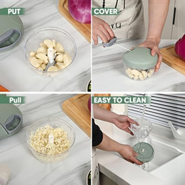 Manual Food Chopper Vegetable Chopper 500Ml Garlic Mincer Hand Pull String Onion Cutter For Veggies Meat Ginger Peppers Fruits Nuts Herbs(Green) Manual Food Chopper Vegetable Chopper 500Ml Garlic Mincer Hand Pull String Onion Cutter For Veggies Meat Ginger Peppers Fruits Nuts Herbs(Green)