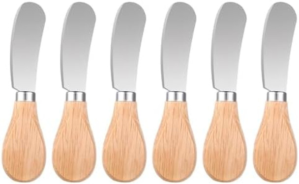 6 Pcs Wooden Handle Butter Spreader Knives Set – Stainless Steel Cheese Spreader For Charcuterie Board Cheese Knife Set For Butter Jam Pastry Cocktail Knives And Kitchen Accessories 6 Pcs Wooden Handle Butter Spreader Knives Set – Stainless Steel Cheese Spreader For Charcuterie Board Cheese Knife Set For Butter Jam Pastry Cocktail Knives And Kitchen Accessories