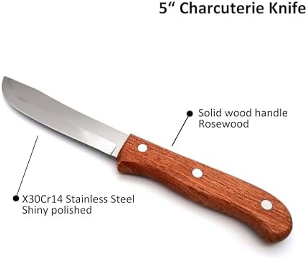 Kitchen Utility Knife 5 Inch - Mattstone Hill Charcuterie Knife Carving Tools Sausage Knife Meat Knives High Carbon Steel Wood Handle Kitchen Utility Knife 5 Inch - Mattstone Hill Charcuterie Knife Carving Tools Sausage Knife Meat Knives High Carbon Steel Wood Handle
