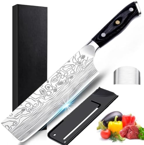 7"Nakiri KnifeKitchen Knife With Finger GuardHigh Carbon Stainless Steel En1.4116 Vegetable Knife Multipurpose Meat Vegetable Kitchen Knife For Home And Kitchen 7"Nakiri KnifeKitchen Knife With Finger GuardHigh Carbon Stainless Steel En1.4116 Vegetable Knife Multipurpose Meat Vegetable Kitchen Knife For Home And Kitchen