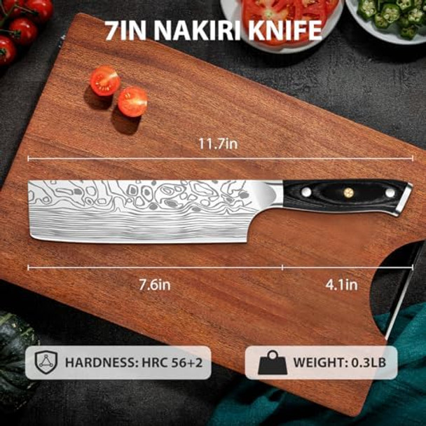 7"Nakiri KnifeKitchen Knife With Finger GuardHigh Carbon Stainless Steel En1.4116 Vegetable Knife Multipurpose Meat Vegetable Kitchen Knife For Home And Kitchen 7"Nakiri KnifeKitchen Knife With Finger GuardHigh Carbon Stainless Steel En1.4116 Vegetable Knife Multipurpose Meat Vegetable Kitchen Knife For Home And Kitchen