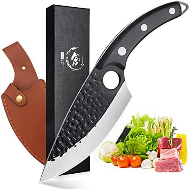 Huusk Viking Knife Japan Kitchen Huusk Knife Full Tang Butcher Boning Knives High Carbon Steel Meat Cleaver Japan Knives Caveman Knives With Sheath For Meat Cutting Home Or Camping