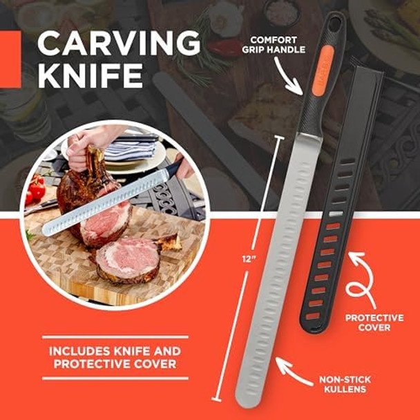 Mr. Bar-B-Q Carving Knife Carbon Steel 12 Inch Blade With Comfort Grip Handle