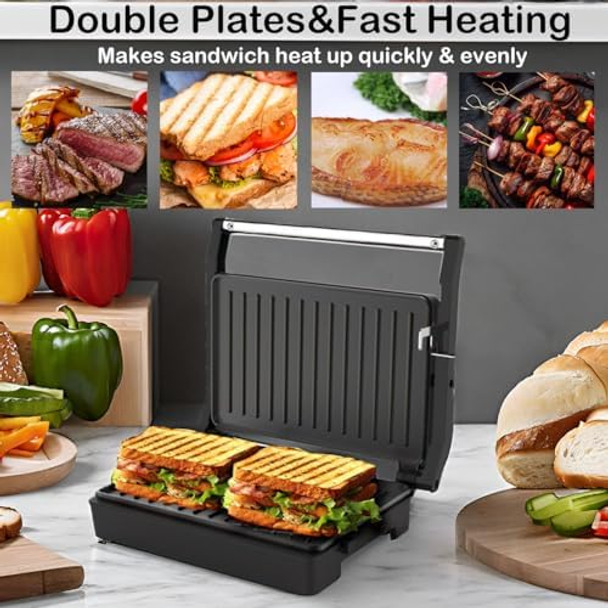 Panini PressSandwich PressPnini GrillPerfect For Grilling SandwichSteakBurgerPaniniSausageNon-Stick Coating Auto Temperature 2 Slice Small Size Item To Save Space Panini PressSandwich PressPnini GrillPerfect For Grilling SandwichSteakBurgerPaniniSausageNon-Stick Coating Auto Temperature 2 Slice Small Size Item To Save Space