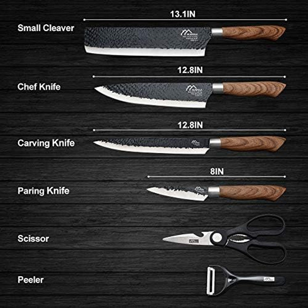 Numola 6 Pieces Black Professional Chef Knife Set Bbq Meat Knives For Cooking Forged Kitchen Knife With High Carbon Stainless Steel Cutlery Ergonomic Design Handle With Box For Couples Numola 6 Pieces Black Professional Chef Knife Set Bbq Meat Knives For Cooking Forged Kitchen Knife With High Carbon Stainless Steel Cutlery Ergonomic Design Handle With Box For Couples