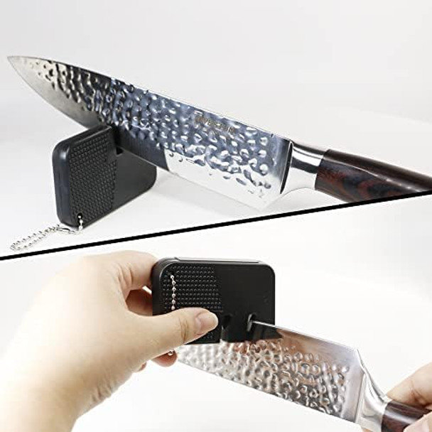 Chef Knife Premium 8 Inch Hand Forged Knife Hand With Box & Pocket Knife Sharpener High Carbon Steel Meat Cleaver Knife Multipurpose Chefs Knives For Home Outdoor Camping Bbq