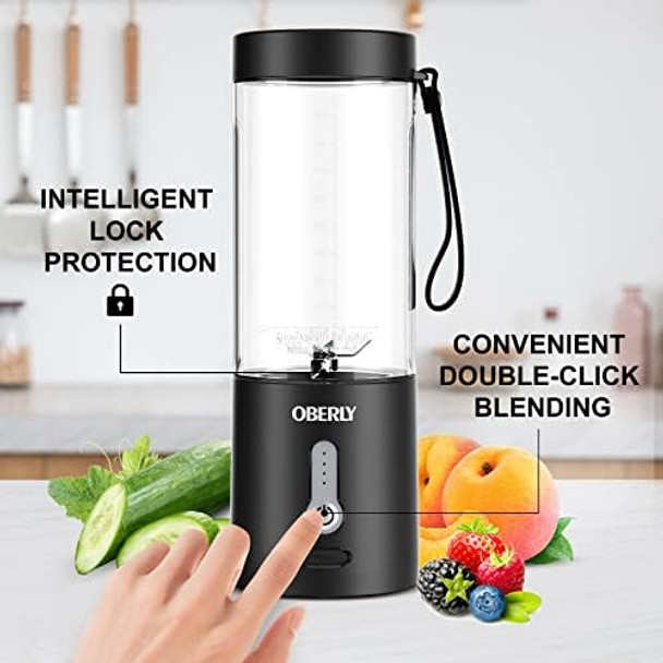 Portable Blender For Shakes And Smoothies Oberly 18Oz Cordless Personal Travel Small Blender For Protein With Usb Rechargeable Battery Stainless Steel Blades Mini Travel Bottle On The Go