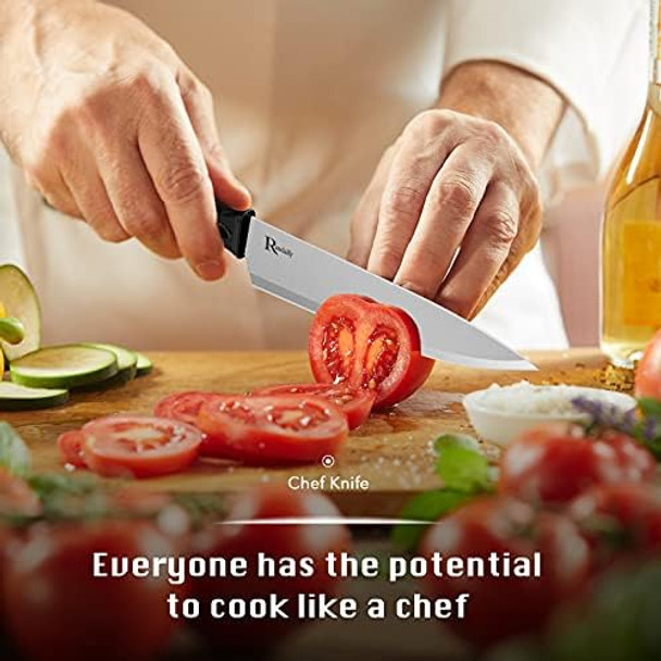 Kitchen Knife Set With Block 7 Pieces Chef Knives Scissor For Meat/Vegetables/Fruits Chopping Slicing Dicing&Cutting