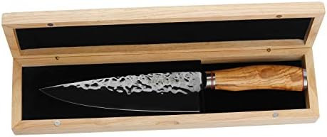 Route83 By Moe Cason Xl 8.5" Chef'S Knife - Handmade - Black Titanium Coated German Steel Blade - Italian Olive Wood Handle