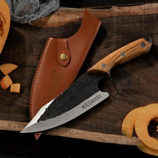 Seido Knives Senjutsu Butcher Knife Versatile Precision For Culinary Mastery Perfect For Outdoor Bbq Camping Meat Slicing Multipurpose Knife Ideal For Birthday Wedding Graduation