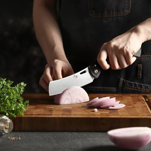 Senbon 440 Stainless Steel Super Sharp Pocket Folding Chef Knife Handle Camping Barbecue Outdoor Back Clip Portable