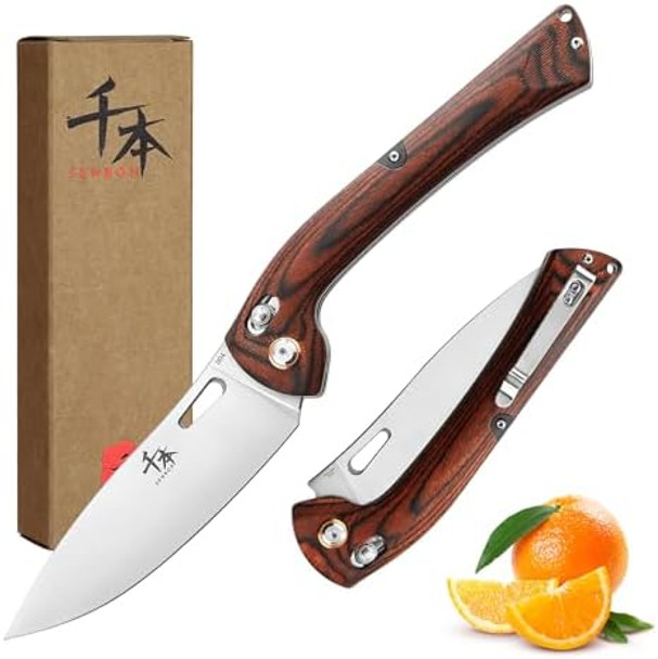 Senbon 440 Stainless Steel Super Sharp Pocket Folding Chef Knife Peeling Utility Knife Fruit Knife Handle Camping Barbecue Outdoor Back Clip Portable