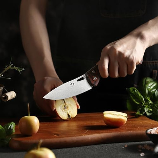 Senbon 440 Stainless Steel Super Sharp Pocket Folding Chef Knife Peeling Utility Knife Fruit Knife Handle Camping Barbecue Outdoor Back Clip Portable