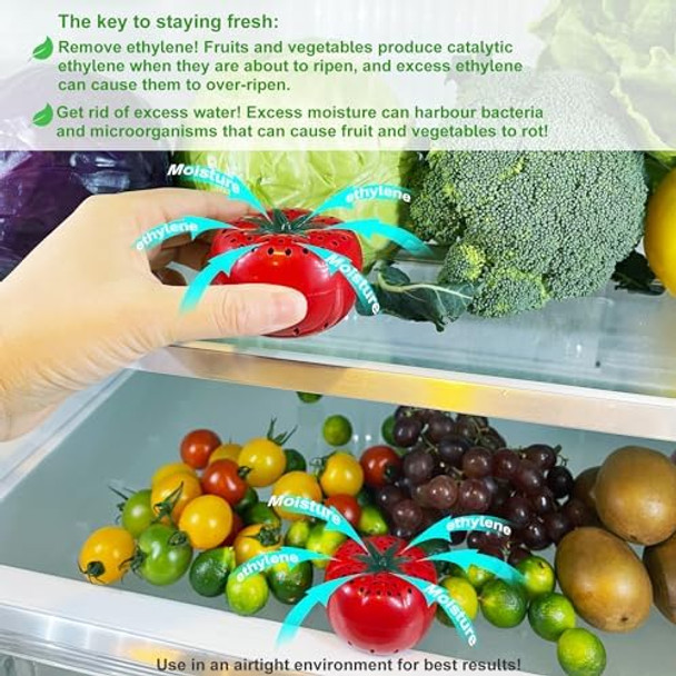 Produce Freshness Preserver Saver - Keep Fruits And Vegetables Fresh Longer Ethylene Gas And Odor Absorber In Refrigerator (12 Refill Sachets)