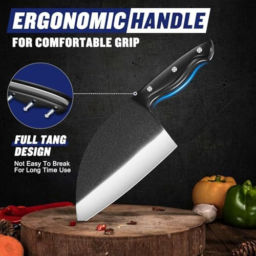 3Pcs Butcher Knife Set For Meat Cutting Hand Forged High Carbon Serbian Chef Knives With Ergonomic Handles Ultra-Sharp Boning Cleaver For Kitchen Outdoor Camping Bbq Idea Men