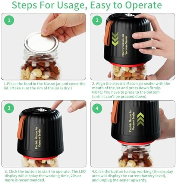 Mason Jar Vacuum Sealer Electric Mason Jar Vacuum Sealer Kit With Vacuum Bags Bottles Wide Regular Mouth Jar Vacuum Sealer Machine For Food Save
