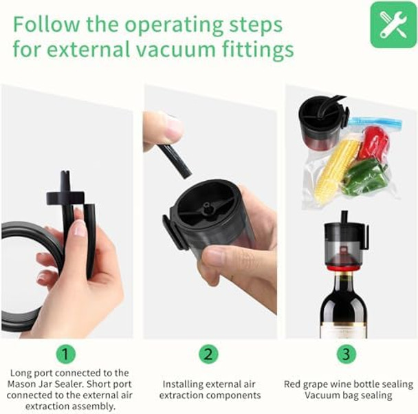 Mason Jar Vacuum Sealer Electric Mason Jar Vacuum Sealer Kit With Vacuum Bags Bottles Wide Regular Mouth Jar Vacuum Sealer Machine For Food Save