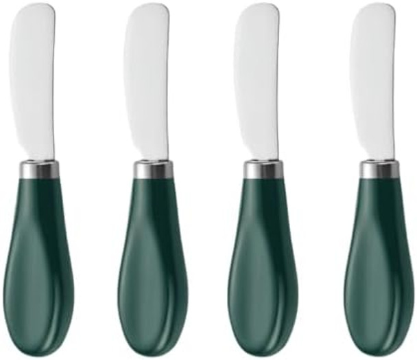 Butter Knife4 Pcs Stainless Steel Butter Spreader Knife With White Porcelain Handle Wide Blade Cheese Spreader Used For CheeseCold ButterJam5.2 Inch