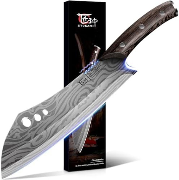 Butcher Knife 10 Inch Japanese Style+Meat Cleaver Chef Knife 7.7 Inch