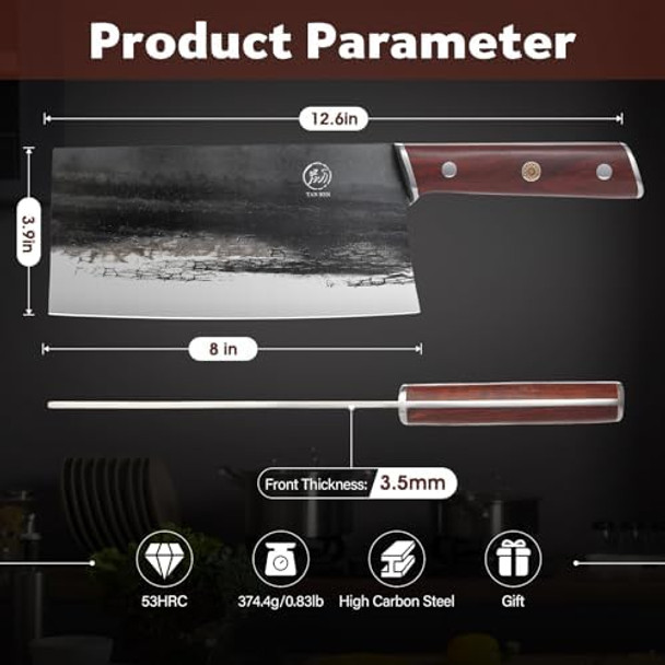 8 Inch Meat Cleaver Knife And 7 Inch Stainless Steel Fillet Knife For Fish With Non-Slip Handle