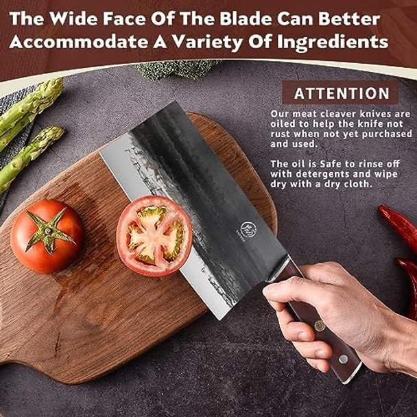 8 Inch Cleaver Knife And 6 Inch Boning Knife For Meat Cutting High Carbon Steel Butcher Knife Stainless Boning Knives With Sheath