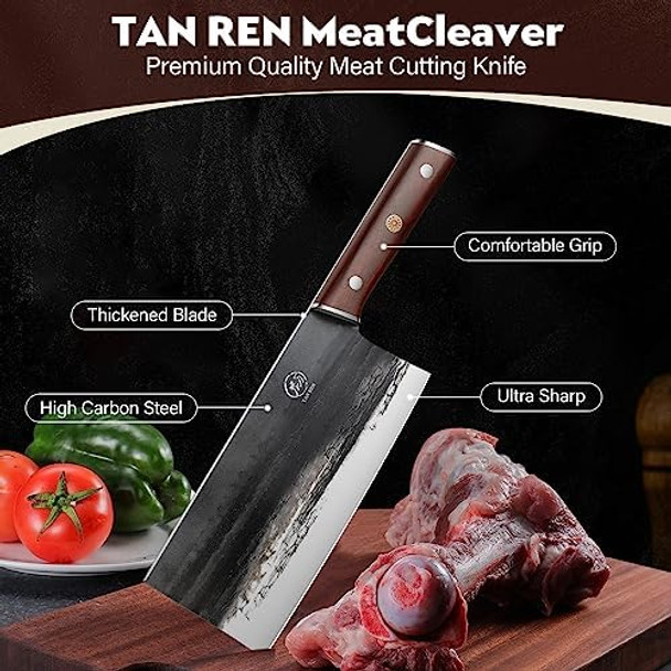 8 Inch Cleaver Knife And 6 Inch Boning Knife For Meat Cutting High Carbon Steel Butcher Knife Stainless Boning Knives With Sheath