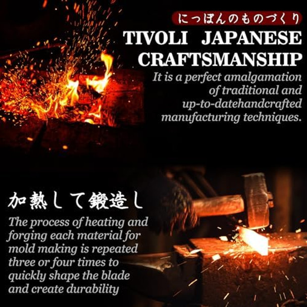 Tivoli Hand-Forged Cleaver & Ulu Knife Set – Full Tang High Carbon Steel Butcher + Chopper Combo With Sheaths For Kitchen Camping & Bbq s
