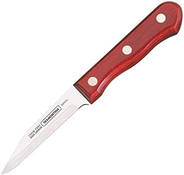Tramontina Paring Knife 3" Stainless Steel Display Redwood
