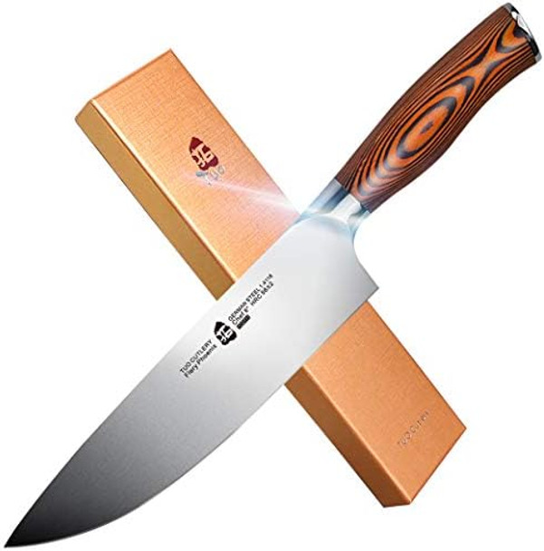 Tuo Kiritsuke Chef Knife 8.5 Inch Asian Kitchen Knife High Carbon Stainless Steel Japanese Blade-Type With Ergonomic Handle - Fiery Phoenix Series
