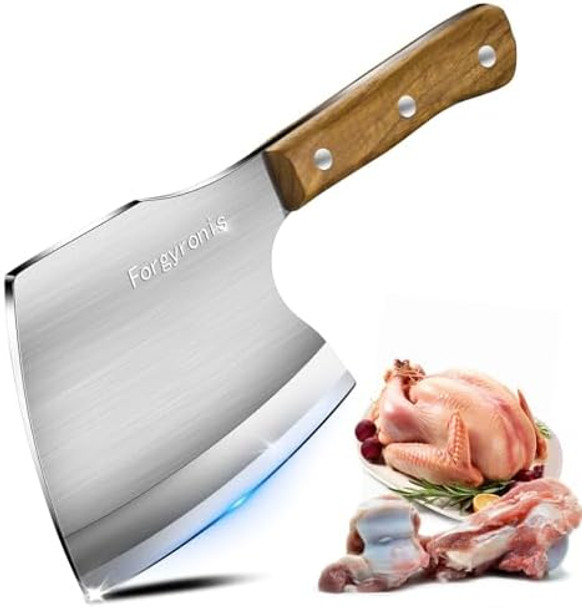 Meat Cleaver Knife Heavy Duty 6'' Bone Knife For Meat Cutting Axe Bone Chopper Breaker Knife Stainless Steel Thicken Blade & Pear Wood Handle For Kitchen/Butchery/Outdoor/Men'S