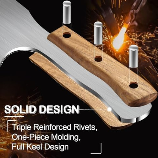 Meat Cleaver Knife Heavy Duty 6'' Bone Knife For Meat Cutting Axe Bone Chopper Breaker Knife Stainless Steel Thicken Blade & Pear Wood Handle For Kitchen/Butchery/Outdoor/Men'S