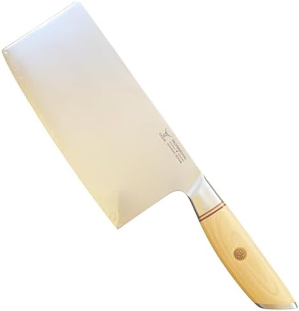 7.5-Inch Damascus Cleaver Knife – 3-Layer 10Cr15Comov Composite Steel Blade Pakka Wood Handle Premium Box Professional Butcher Knife For Meat Bone And Vegetables