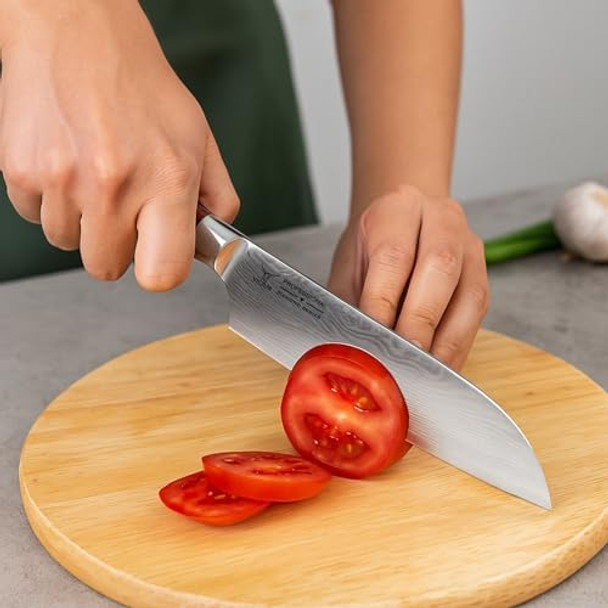 Laser Damascus 5-Inch Santoku Knife – Precision Stainless Steel Blade For Versatile Chopping & Slicing Laser Damascus 5-Inch Santoku Knife – Precision Stainless Steel Blade For Versatile Chopping & Slicing