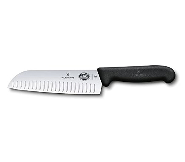 Victorinox 5.2523.17 Fibrox Pro Santoku Knife For General-Purpose Slicing Dicing Mincing And Everything In Between Fluted Edge Blade In Black 6.7 Inches
