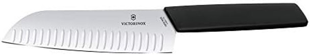 Victorinox 2 Piece Santoku And Bread Knife Set Black Light & Sharp For Various Foods Dishwasher Safe Swiss Madan Box 6.9093.22G