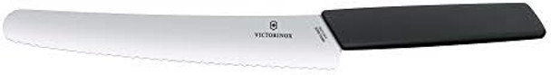 Victorinox 2 Piece Santoku And Bread Knife Set Black Light & Sharp For Various Foods Dishwasher Safe Swiss Madan Box 6.9093.22G