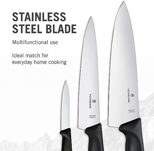 Victorinox ​Swiss Classic Chef'S Knife Set - Balanced Cooking Knives For Kitchen Accessories - Ergonomic Meat Vegetable & Fruit Knives - Black Handle Straight Edge 3-Piece Set
