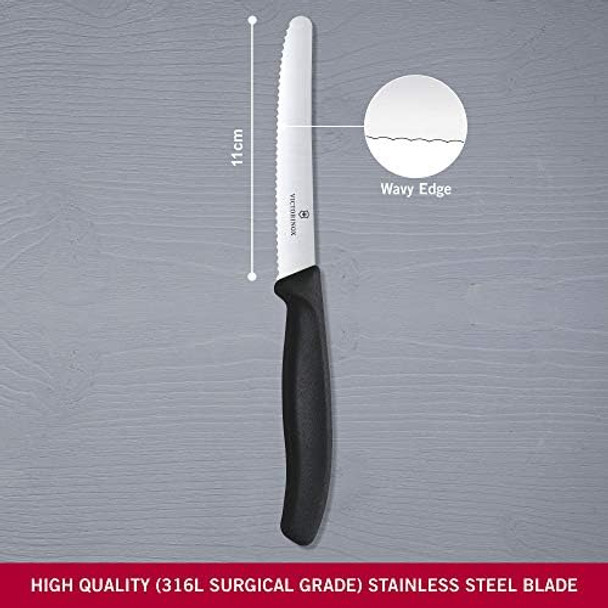 Victorinox Vic-6.7833 Swiss Classic Utility 4½" Serrated Round Blade ¾ Width At Handle Black