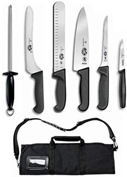 Victorinox Forschner 7 Pc Fibrox Deluxe Culinary Knife Roll Setblack