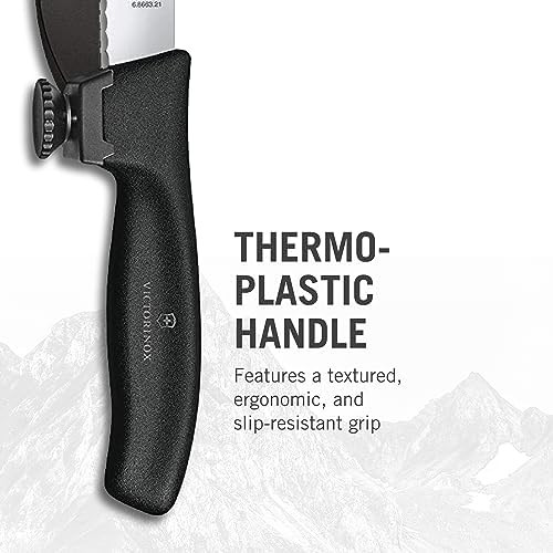 Victorinox Swiss Classic Dux Knife - Kitchen Knife With Adjustable Guide - Cooking Knife For Cutting Meat Bread & More - Black Handle 8.25"