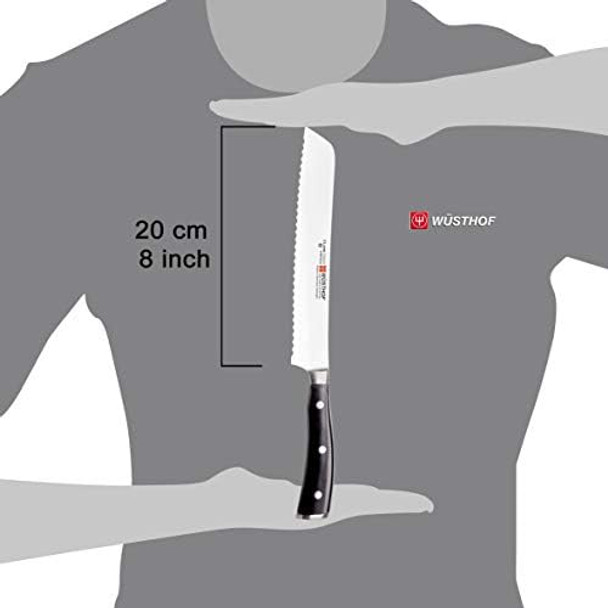 Wüsthof Classic Ikon 9" Double Serrated Bread Knife Black