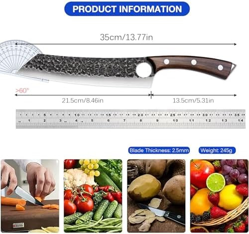 8.5" Hand Forged Chef Knife Meat Vegetables Cleaver Boning Knife Full Tang Design High Carbon Steel Kitchen Knife For Home Restaurant