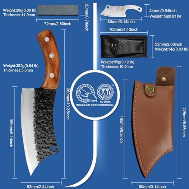 Xyj 6.2 Inch Meat Cleaver Knife With Wood Box Sheath Kitchen Knife High Carbon Steel Blade Full Tang Wood Handle