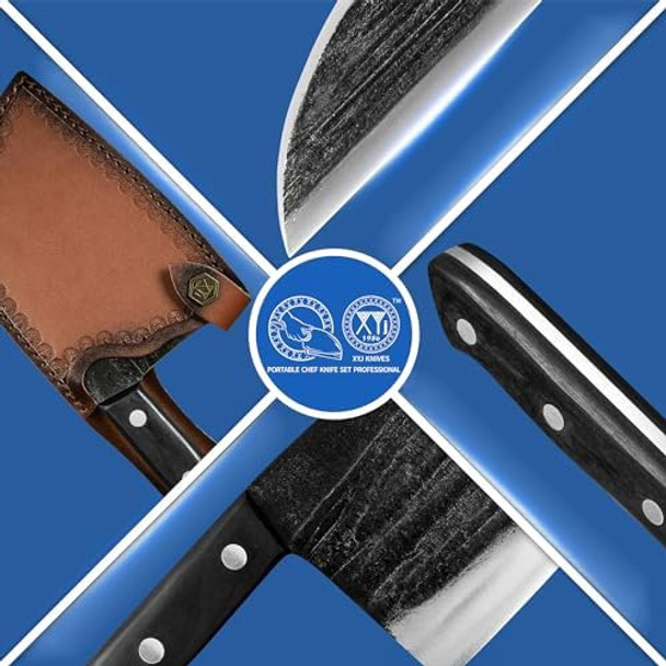 Xyj Cleaver Chef Knives With Carry Sleeves Meat Slaughtering Knife High Carbon Stainless Steel Camping Butcher Knives