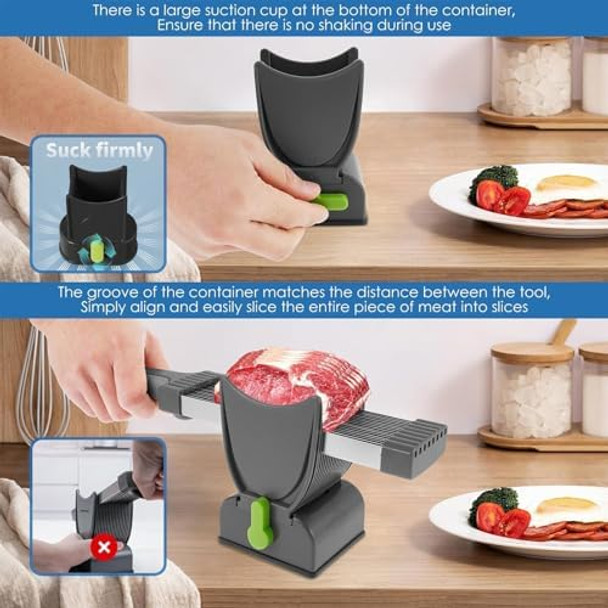 Fresh Meat Slicer Thickness Adjustable 2 Or 4 Mm 17 In 1 Stainless Steel Cleaver Kitchen Knife For Slicing Shredding Manual Meat Cutter Jerky Slicer For Beef Pork Salmon Jerky
