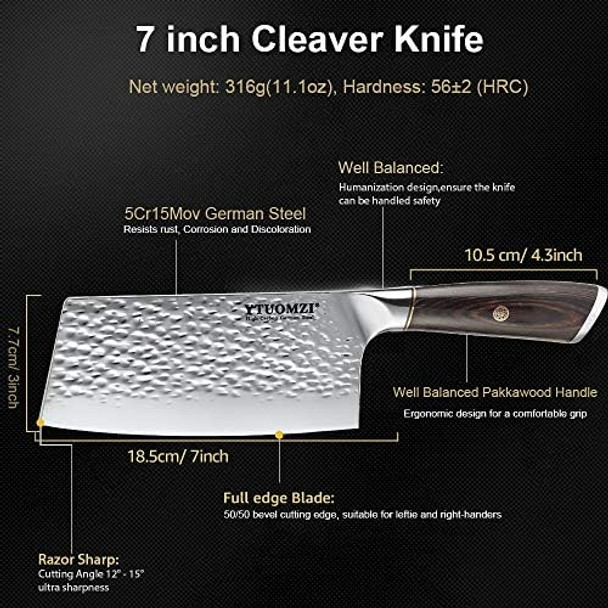 Cleaver Knife - 7" Meat Cleaver For Kitchen And 8 Inch Razor Sharp Chef Knife With Protective Knife Sheath