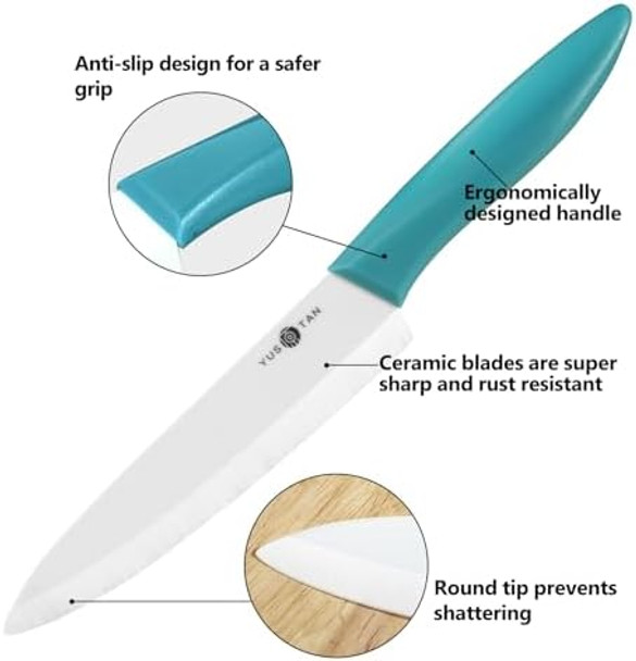 Ceramic Chef Knife 6-Inch Ceramic Kitchen Knife Chef'S Knife With Sheath Cover Sharp Shatter Proof Ceramic Blade Edge Ideal For Cutting Meats Fruits And Vegetables Dishwasher Safe (Blue) Ceramic Chef Knife 6-Inch Ceramic Kitchen Knife Chef'S Knife With Sheath Cover Sharp Shatter Proof Ceramic Blade Edge Ideal For Cutting Meats Fruits And Vegetables Dishwasher Safe (Blue)